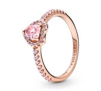 Pandora Ring 188421C04 – Funkelndes Herz, 14k rosévergoldet, rosa Kristall und Zirkonia, Gr. 60