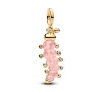 Bead - vergoldet - Rosafarbene Raupe Charm