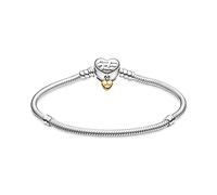 PANDORA Schlangen-Gliederarmband mit Herz-Verschluss mit Sterling-Silber und 14 Karat vergoldete Metalllegierung und Zirkoniasteine aus der Disney x Collection, 20 cm