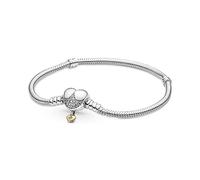 PANDORA Schlangen-Gliederarmband mit Herz-Verschluss mit Sterling-Silber und 14 Karat vergoldete Metalllegierung und Zirkoniasteine aus der Disney x Collection, 17 cm, 569563C01-17