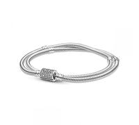 PANDORA Schlangen-Gliederarmband mit Lauf-Verschluss mit Sterling-Silber und Zirkoniasteine Moments Collection, 18 cm