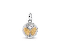 PANDORA Schmetterling Medaillon Charm Bicolor, Sterling-Silber, 14 Karat vergoldet, Zirkonia