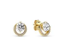 Pandora Schmuck - 14k Gold-plated stud earrings with clear cubic zirconia