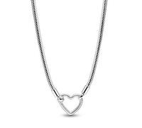 PANDORA Moments Herzverschluss Schlangen-Gliederhalskette aus Sterling Silber, Kompatibel Moments Charms, Größe 45cm,393377C00-45