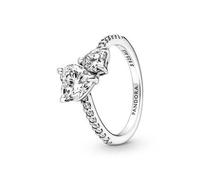 Pandora Schmuck - Double heart sterling silver ring with clear cubic zirconia