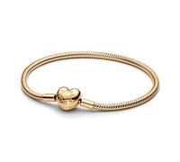 PANDORA Moments Schlangen-Gliederarmband mit Herz-Verschluss aus Sterling Silber mit vergoldeter Metalllegierung, Kompatibel Moments, Größe:18, 563050C00-18