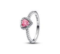 PANDORA Timeless Erhabenes Rosafarbenes Herz Ring aus Sterling Silber mit Zirkonia, Größe: 54, 198421C03-54