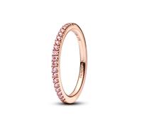 PANDORA Timeless Funkelnder Rosafarbener Pavé-Band Ring aus Sterling Silber mitrosévergoldeter Metalllegierung und Zirkonia, Größe: 56, 182999C01-56