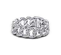 PANDORA Timeless Pavé Cuban Ketten-Ring aus Sterling Silber mit Zirkonia, Größe: 52, 193557C01-52