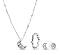 PANDORA Schmuck-Set für Damen Silber Kette, Ohrringe und Ring Mond 21122-58