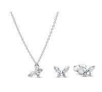 PANDORA Schmuckset für Damen Kette und Ohrringe Schmetterling Silber 21536 | Bundle, modisches Geschenk-Set mit Halskette und Ohrsteckern für Frauen
