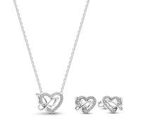 PANDORA Schmuckset Kette & Ohrringe Verschlungenes Herz & Schmetterling