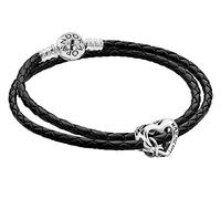 PANDORA Set Leder-Armband für Damen mit Charm Love You Mum zauberhafter Armschmuck für Frauen, elegante Geschenkidee, 51520-38 38 cm