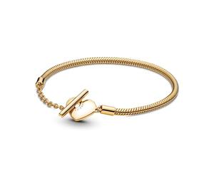 PANDORA SHINE Armband Moments "Gravierbares Herz" T-Verschluss, 14k gelbvergoldet 569285C00 17 cm