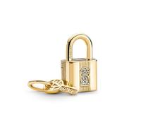 PANDORA SHINE Charm Anhänger "Vorhängeschloss mit Schlüssel" vergoldet, Zirkonia 760088C01