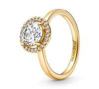 Pandora 161234C01-48 Funkelnder Runder Strahlenkranz Ring - Gelbgold-Vergoldung Zirkonia - Gr. 48