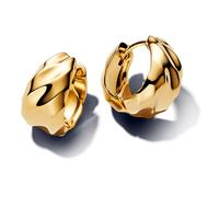 PANDORA SHINE Gewellte Breite Creolen-Ohrringe 14 Karat Vergoldung 263874C00