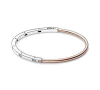 PANDORA Signature Bicolor I-D Pavé-Armreif aus Sterling Silber mit 14 Karat rosévergoldete Metalllegierung, Zirkonia, Größe: 16cm, 582740C01-1