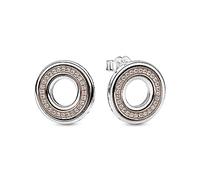 Pandora 282780C01 Bicolor Logo & Pavé Ohrstecker - Sterling Silber mit Roségold Vergoldung - Zirkonia