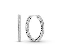 Pandora Signature Creolen Funkeln und Herzen, 14-karätig Roségold-vergoldet, mit klarem Cubic Zirkonia, 20 mm