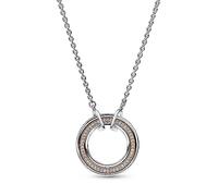 PANDORA Signature Halskette Pavé und Herzkreis, 14-karätig vergoldet, mit klarem Cubic Zirkonia45