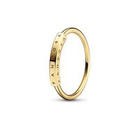PANDORA Signature I-D Ring aus 14K Gold - kombinierbar mit Schmuck Signature Kollektion - Größe: 56