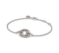 PANDORA Signature Ketten-Armband, zweifarbiges Logo und Pavé, mit klarem Cubic Zirkonia