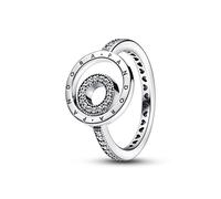 Pandora - Signature Logo Kreise Pavé-Ring - 192316C01-52 - Sterling Silberring + klarem Zirkonia - Klar - Gr. 52