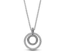 Pandora Signature Bicolor Logo Kreise Ohrringe - 282314C01 - 585 RoségoldVerg. + Silber + Zirkonia