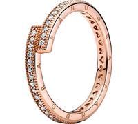 Pandora Signature Ring, funkelnd, überlappend, 14-karätig Roségold-vergoldet, mit klarem Cubic Zirkonia