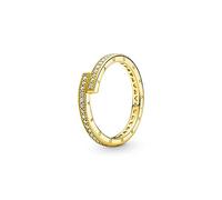 Pandora Signature Ring, funkelnd, überlappend, 14-karätig vergoldet, mit klarem Cubic Zirkonia, 48