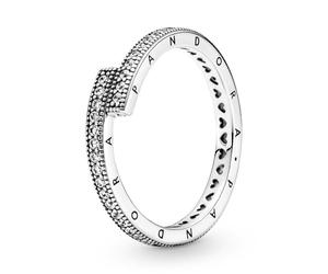 Pandora Signature Ring, funkelnd, überlappend, Sterlingsilber, mit klarem Cubic Zirkonia