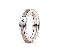 Pandora Signature Ring mit Logo, zweifarbig, Pavé