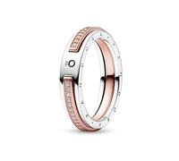 Pandora 182773C01-48 Bicolor Logo & Pavé Ring - Sterling Silber mit Roségold Vergoldung - Zirkonia Gr. 48