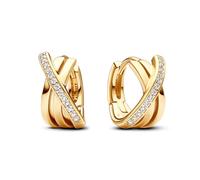 Pandora Creolen Signatures 263150C01 – Überkreuzte Pavé, Sterling Silber vergoldet, Zirkonia