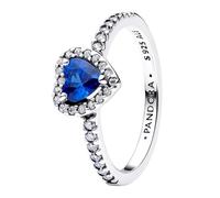 PANDORA Silber Damenring Erhabenes Herz Prinzessinnenblau 198421C09-54 Ringgröße 54/17,2