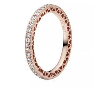 PANDORA Sparkle & Hearts Ring in Roségold mit 14 Karat rosévergoldete Metalllegierung und Cubic Zirkonia Signature Collection, Größe 58