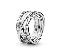 PANDORA Sparkling & Polished Lines Ring in Sterling Silber mit Cubic Zirkonia Timeless Collection, Größe: 48, 190919CZ-48