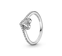 Pandora Sparkling Wishbone Heart Ring - Stapelbarer Ring fr Frauen - Sterlingsilber mit klarem kubischen Zirkonia - Gre 5