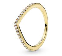 PANDORA Sparkling Wishbone Ring in Gold mit 14 Karat vergoldete Metalllegierung und Cubic Zirkonia Steinen Timeless Collection, Größe 48