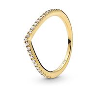 PANDORA Sparkling Wishbone Ring in Gold mit 14 Karat vergoldete Metalllegierung und Cubic Zirkonia Steinen Timeless Collection, Größe 62