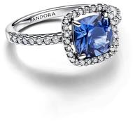 Pandora Damenring Silber Funkelndes Quadrat Blau Heiligenschein 193550C01-60 Ringgröße 60/19,1