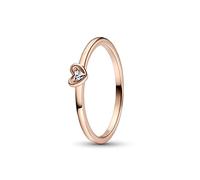 PANDORA Strahlendes Herz Ring aus Sterlingsilber mit Zirkonia in der Farbe Roségold, PANDORA Moments Collection, Gr.52, 182495C01-52