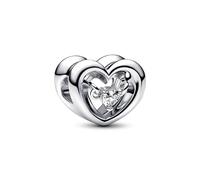 PANDORA Strahlendes Herz & Schwebender Stein Charm aus Sterling Silber, mit Cubic Zirkonia verziert, aus der PANDORA Moments Collection, 792493C01