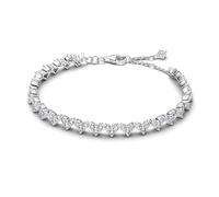 PANDORA Timeless Drei Steine Herz Armband aus Sterling Silber mit Zirkonia, Größe: 18cm, 594390C01-18