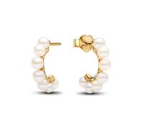 Pandora Offene Creolen 263179C01 – Gelbgold verg. mit weißer Zuchtperle