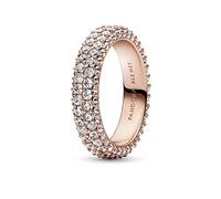 PANDORA Timeless Doppelreihiger Pavé Ring mit rosevergoldeter Metalllegierung und Cubic Zirkonia Timeless Collection, Größe 58, 182629C01-58