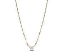 PANDORA Timeless Drei Sterne Herz Collier-Halskette aus Sterling Silber mit vergoldeter Metalllegierung und Zirkonia Steinen, Größe 45cm, 363014C01-45