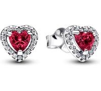 Pandora Ohrstecker Timeless 298427C04 – Erhabenes rotes Herz, Sterling Silber mit Zirkonia