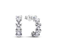 Pandora 293657C01 Silber-Creolen für Damen Funkelnde Herzen Ohrringe